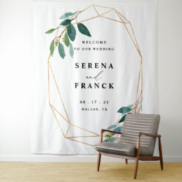 Tapiz Fondo personalizado de verde para boda para cabina