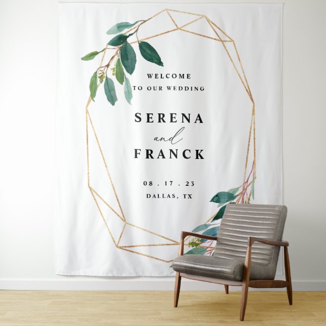 Tapiz Fondo personalizado de verde para boda para cabina (In situ)