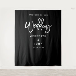 Tapiz Fondo personalizado en blanco y negro para boda
