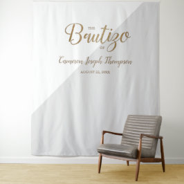 Tapiz Fondo personalizado gris y dorado para Bautizo de 