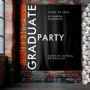 Tapiz Fondo Personalizado Moderno de Graduación en Blanc
