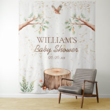 Fondo personalizado para baby shower boho bosque