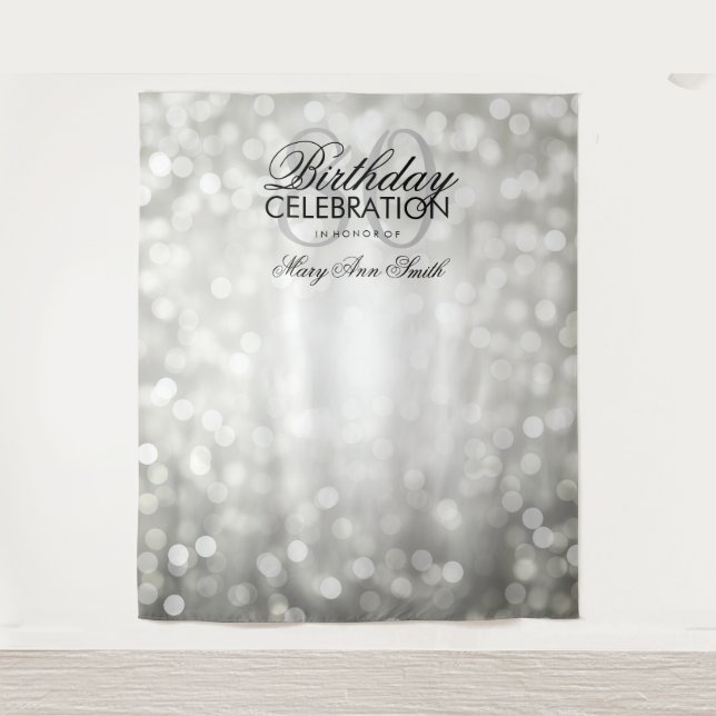Tapiz Fondo personalizado para cumpleaños 80 con luces p (Anverso)