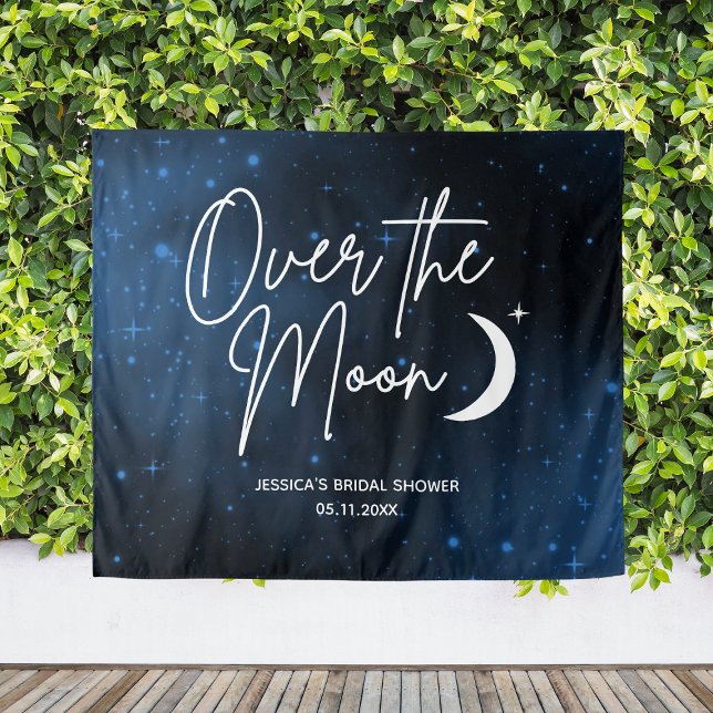 Tapiz Fondo Personalizado para Despedida de Soltera Sobr (Bridal Shower Backdrop Name Date Over The Moon
)