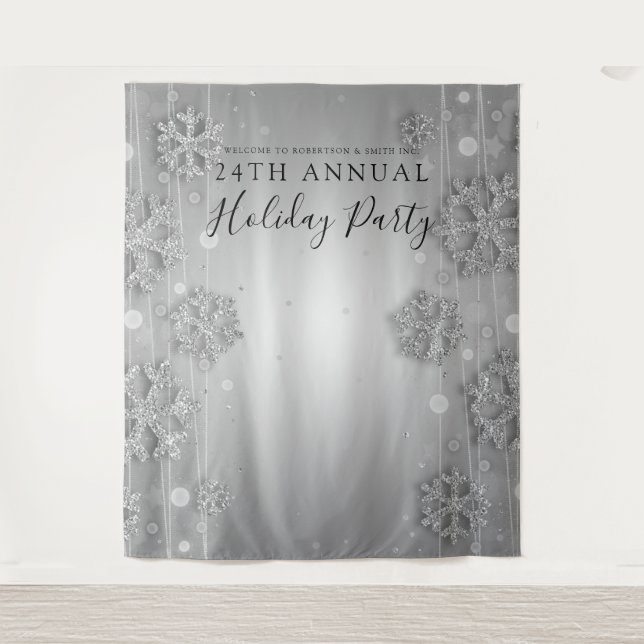 Tapiz Fondo plateado para fiesta corporativa de Navidad  (Anverso)