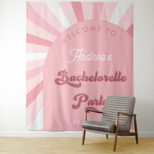 Tapiz Fondo Retro Rosa Groovy Bachelorette Party