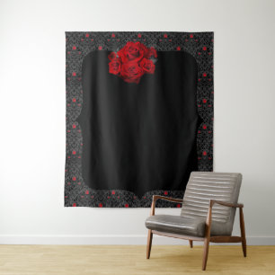 Tapiz Fondo Romántico Negro y Rosa Gótico Rojo