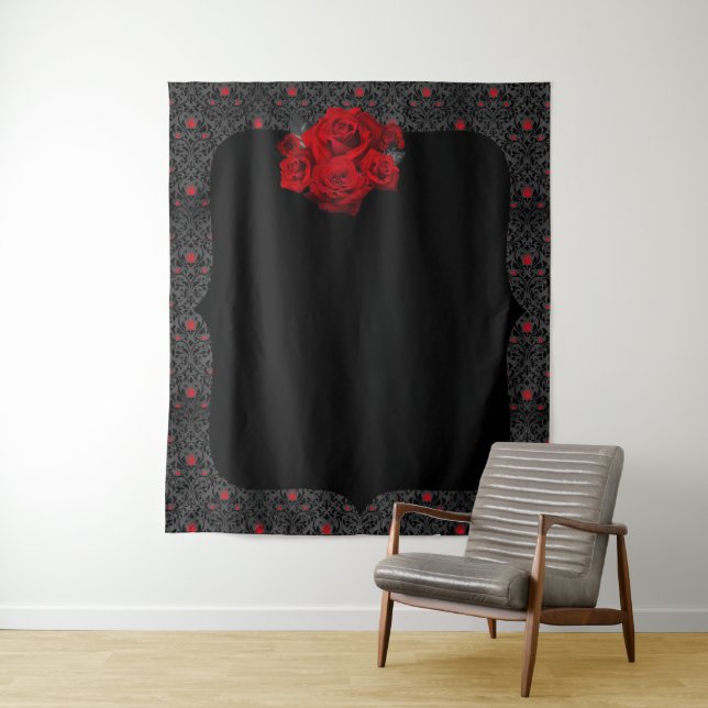 Tapiz Fondo Romántico Negro y Rosa Gótico Rojo (In situ)