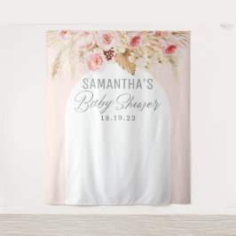 Tapiz fondo rosa boho floral pampas para baby shower de 