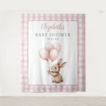 Fondo Rosa de Baby Shower con Conejito Adorable
