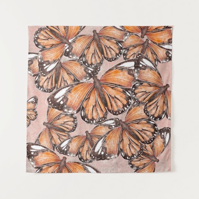 Tapiz Fondo rosa de las mariposas del Almirante Rojo (Anverso)