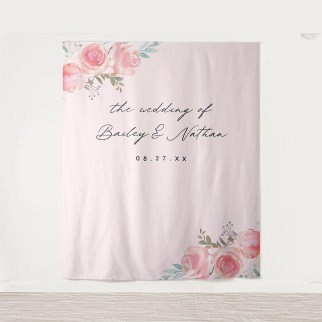 Tapiz Fondo rosa para fotografía de boda con estilo de j (Anverso)