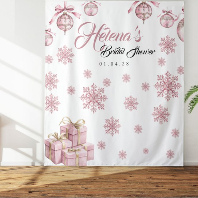 Tapiz Fondo rosado de copo de nieve | Winter Bridal Show (Subido por el creador)