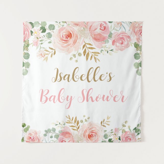 Tapiz Fondo Rubor Floral Baby Shower grande (Anverso)