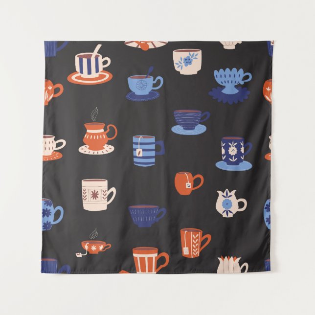 Tapiz Fondo transparente vintage de garabatos (Anverso)