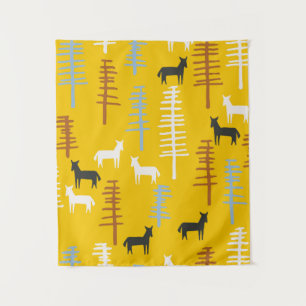 Tapiz Fondo tribal con caballos y árboles, creativo f