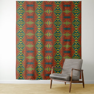 Tapiz Fondo tribal vintage geométrico rojo azul amarillo