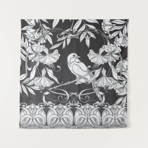 Tapiz Fondo vintage con flores decorativas y el bir