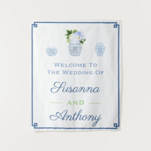 Tapiz Fondo virtual de bienvenida para boda de Chinoiser