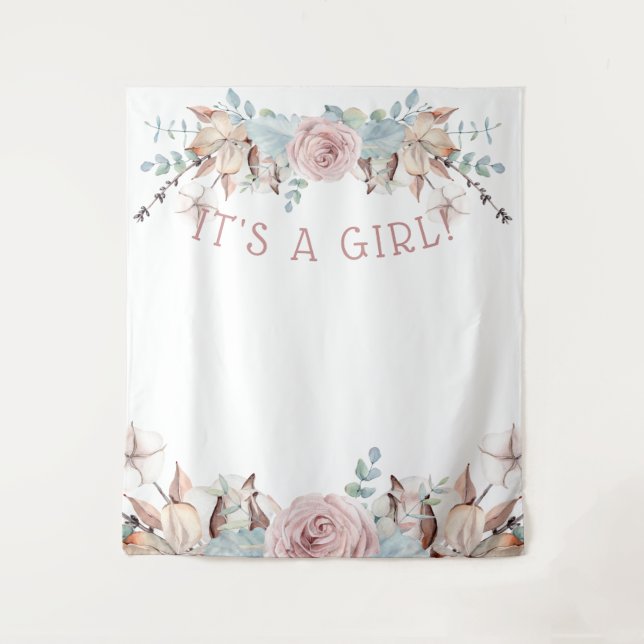 Tapiz Fondo virtual para baby shower de niña con estilo  (Anverso)