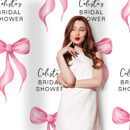 Tapiz Fondo XL de ducha de novia personalizada Bow rosa