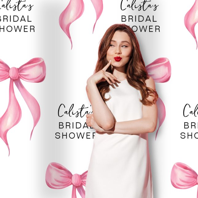 Tapiz Fondo XL de ducha de novia personalizada Bow rosa (Mockup of an Extra-Large backdrop (close-up view))
