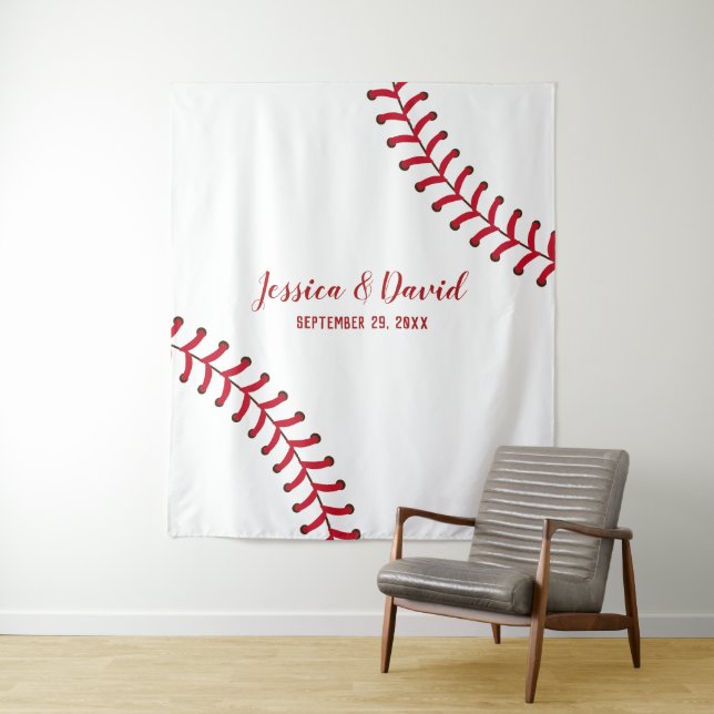 Tapiz Fondos de Boda con Tema de Deportes de Béisbol (In situ)