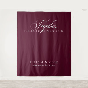 Tapiz Fondos de boda de caligrafía de Borgoña clásica