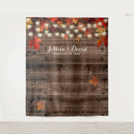 Tapiz Fondos de boda de otoño rústico con hojas de grane