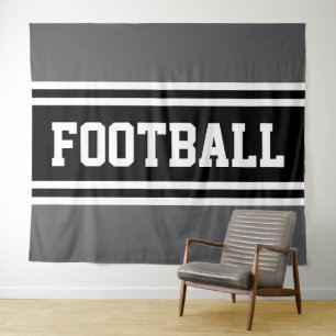 Tapiz FOOTBALL Atlético Gris Black White Carreras Rayas