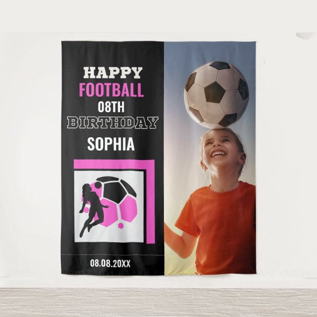 Tapiz Football Birthday, Football Girl Player Backdrops (Anverso)