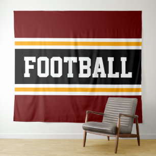 Tapiz FOOTBALL Deep Red Black Yellow Carreras Strips