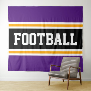 Tapiz FOOTBALL Royal Purple Black Yellow Carreras Strips