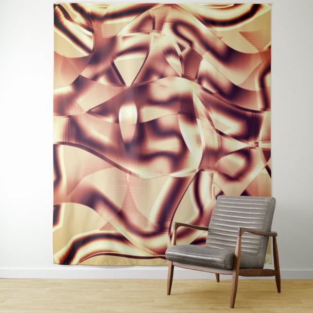 Tapiz Formas curvadas, rojas o burdeos, de tono beige (In situ)