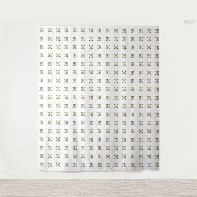 Tapiz Formas de Ilustracion azul amarillo (Anverso)