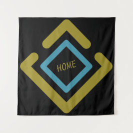 Tapiz Formas geométricas de oro concéntrico y turquesa