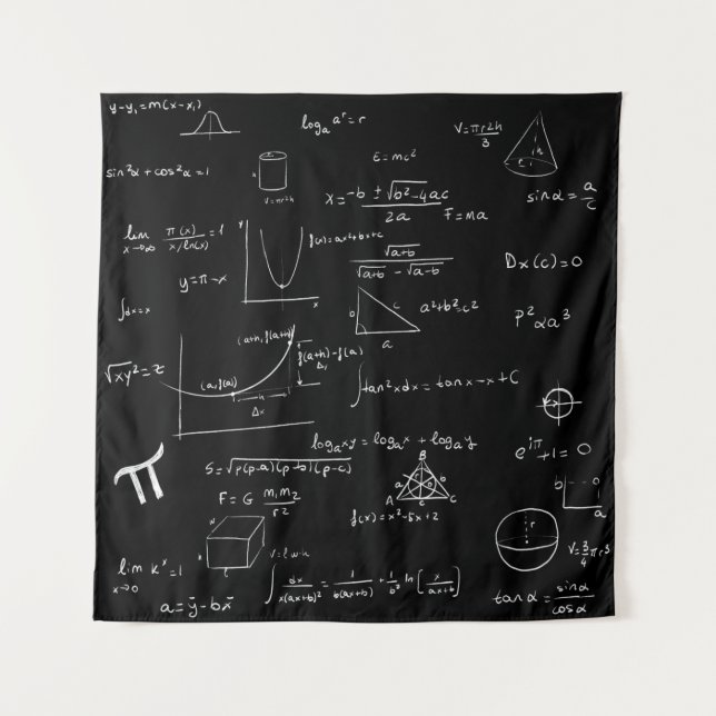 Tapiz Fórmulas matemáticas manuscritas y ecuaciones negr (Anverso)