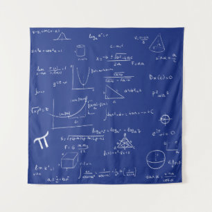 Tapiz Fórmulas y ecuaciones matemáticas manuscritas azul