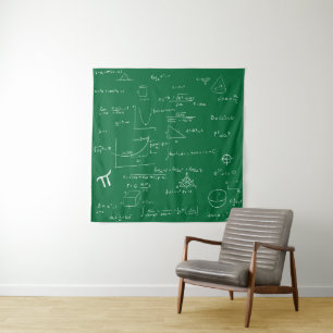 Tapiz Fórmulas y ecuaciones matemáticas manuscritas verd