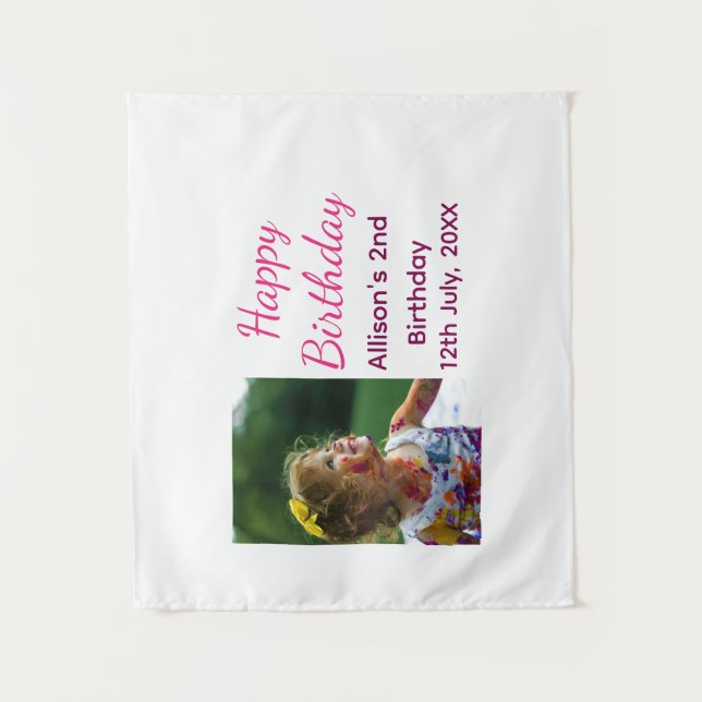 Tapiz Foto clásico moderno añadir nombre fecha feliz cum (Anverso)