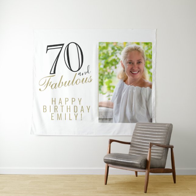 Tapiz Foto de 70 y fabuloso 70 cumpleaños (In situ (horizontal))
