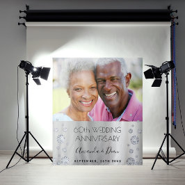 Tapiz foto de aniversario de bodas de diamante 60º plata