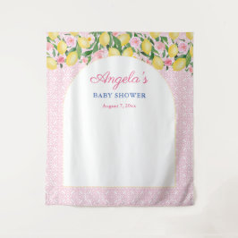 Tapiz Foto de Baby Shower de Arch Girly Pink Lemons