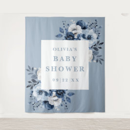 Tapiz Foto de Baby Shower Dusty Blue Floral