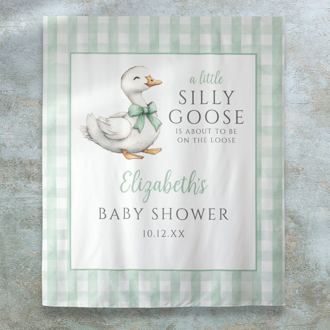 Tapiz Foto de Baby Shower Neutral de Silly Goose (Silly Goose Neutral Baby Shower Photo Backdrop)