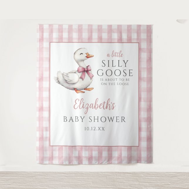 Tapiz Foto de Baby Shower rosa y marica (Anverso)