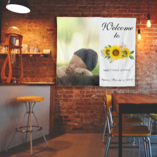Tapiz Foto de bebé floral de acuarela de girasol rosa