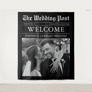 Tapiz Foto de boda de revista editorial de periódico