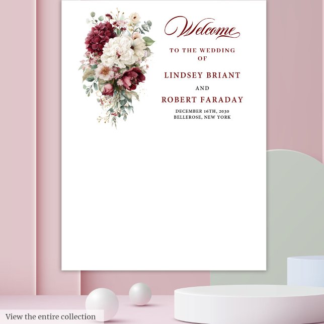 Tapiz Foto de Boho artístico Borgoña Boda blanco (Artistic Boho Burgundy White Wedding Photo Prop)