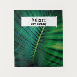 Tapiz Foto de cumpleaños de la selva tropical de hoja ve